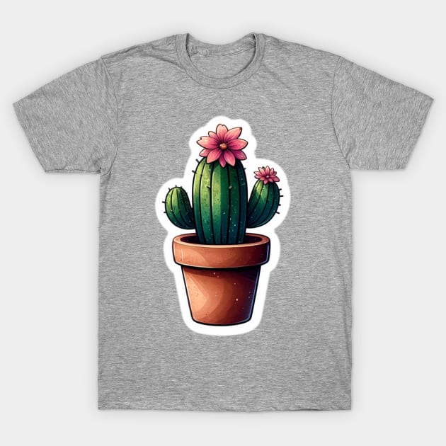 Watercolor cactus plant sticker T-Shirt by GlowInSnow